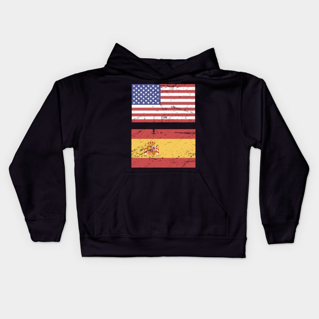 United States Flag & Spain Flag Kids Hoodie by MeatMan